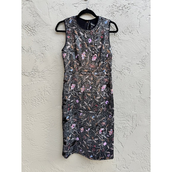 Rachel Comey Sm Black Multi-Color Dress Sequin Sparkle Floral Sheath Cocktail - Picture 7 of 13